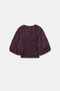 POLKA DOT BALLOON SLEEVE BLOUSE