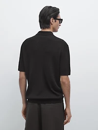 Merino wool knit polo sweater