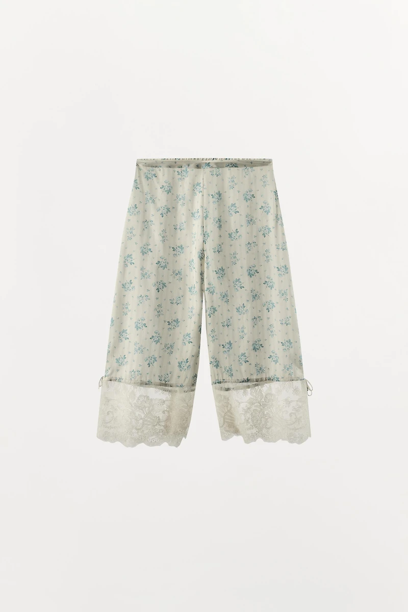 LACE FLORAL PRINT BLOOMER PANTS