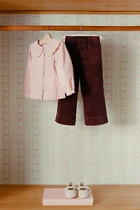 EMBROIDERED PETER PAN COLLAR CORDUROY SHIRT