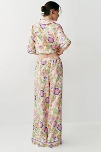 FLORAL PRINT LINEN PANTS