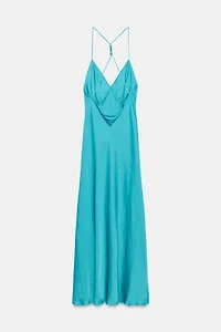 BEADED BACK SATIN EFFECT DRESS