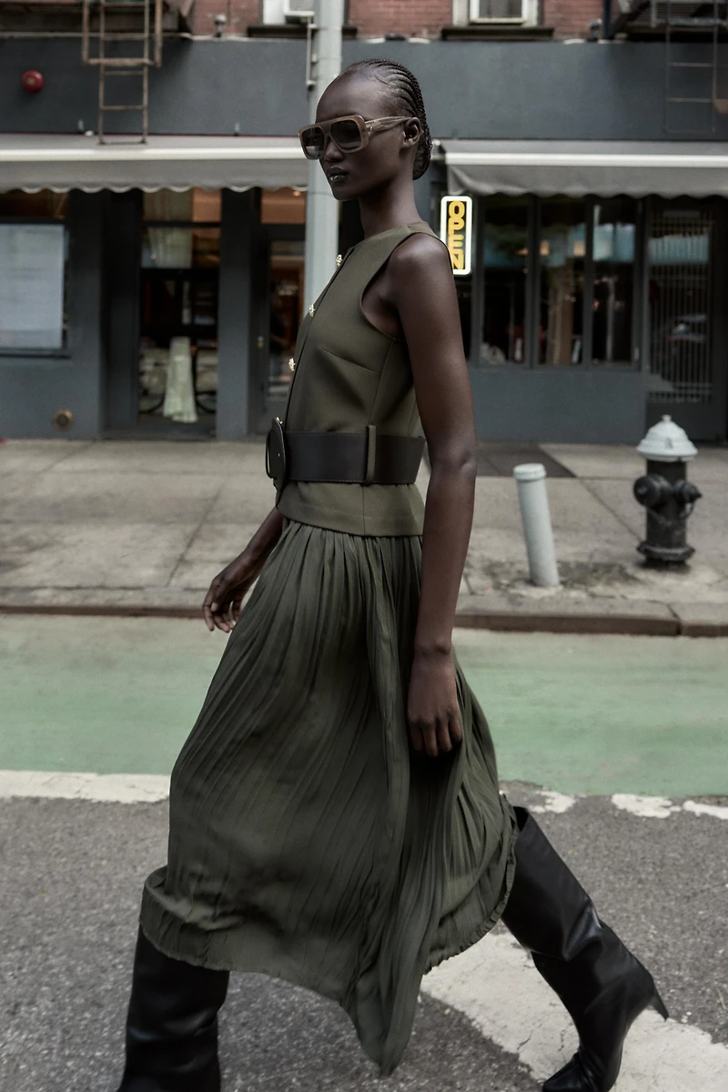 BELTED MIDI DRESS
