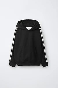 ENSEMBLE EN MOLLETON SWEAT À CAPUCHE ET PANTALON BANDES