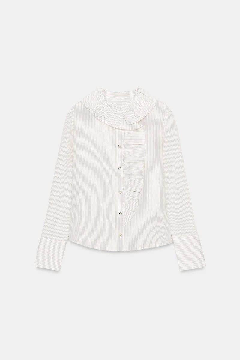 RUFFLED STRIPED SHIRT
