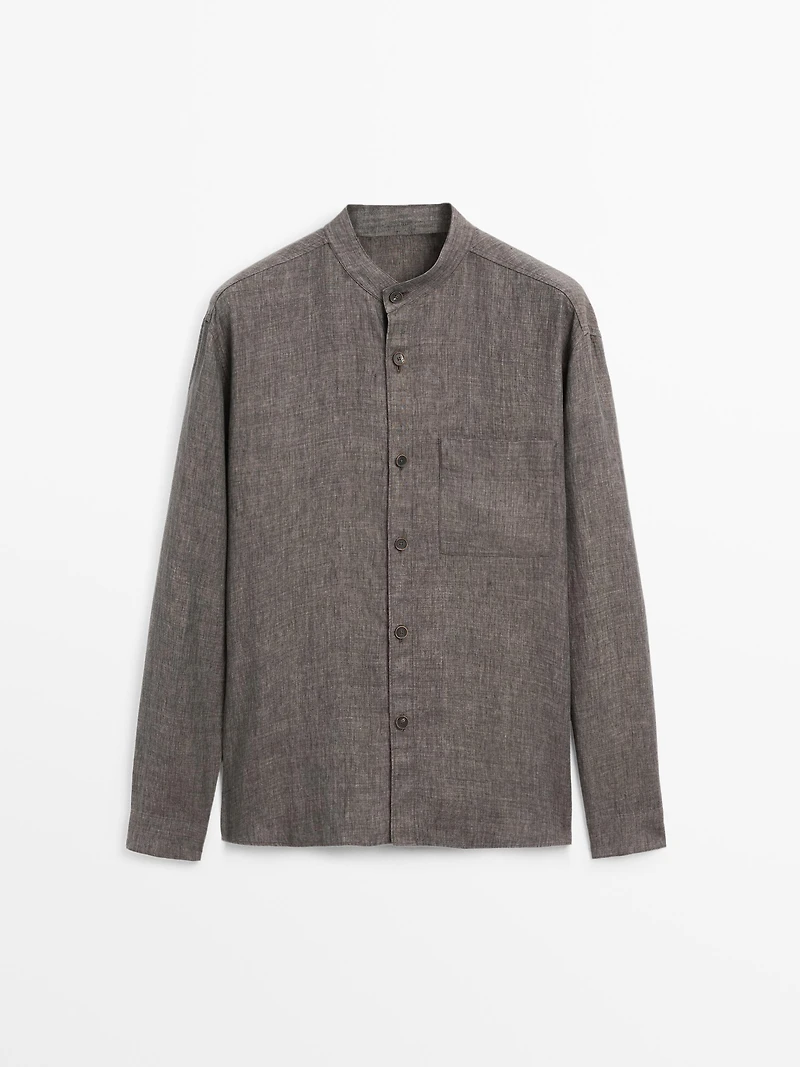 Relaxed fit overshirt with a stand collar