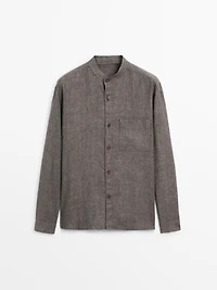 Relaxed fit overshirt with a stand collar