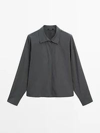 Loose-fitting 100% cotton poplin shirt