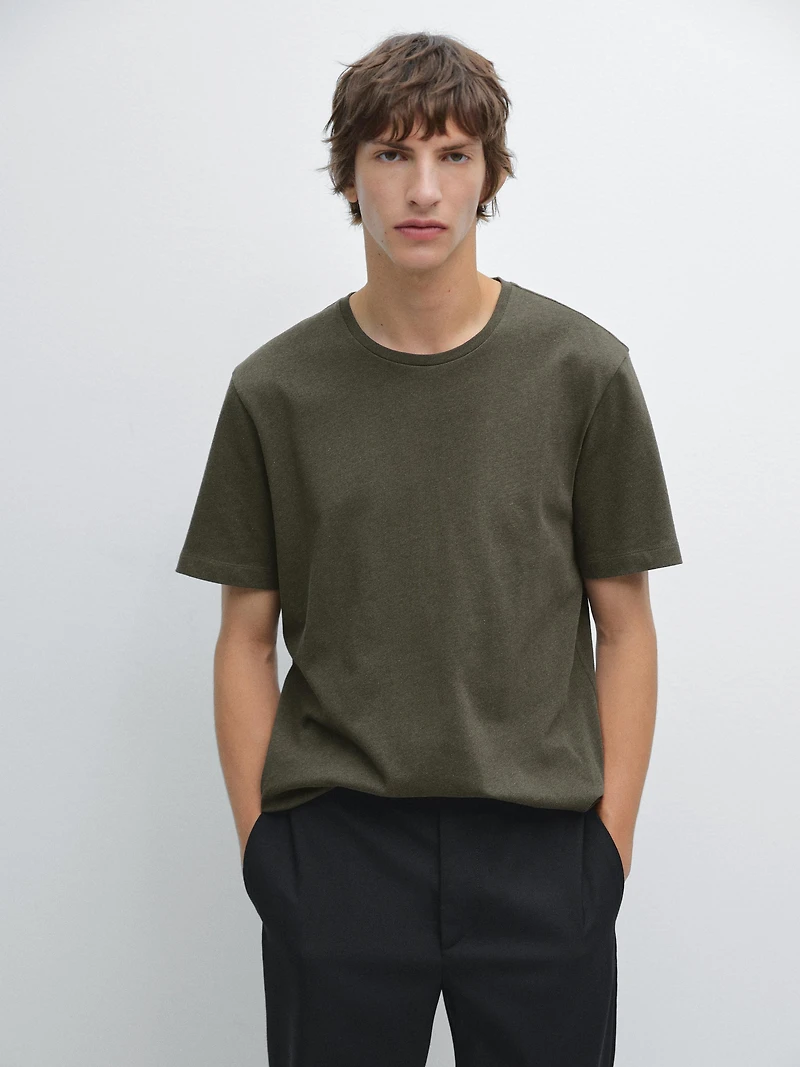 Lightweight short sleeve cotton melange T-shirt