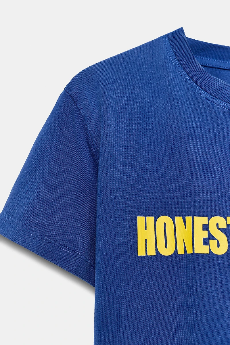 WASHED EFFECT TEXT T-SHIRT