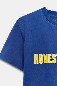WASHED EFFECT TEXT T-SHIRT