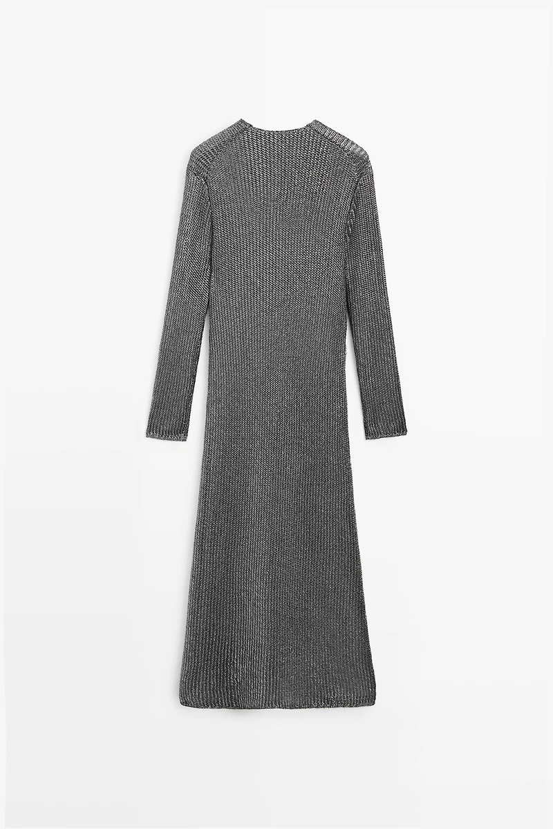 Long metallic knit dress - STUDIO