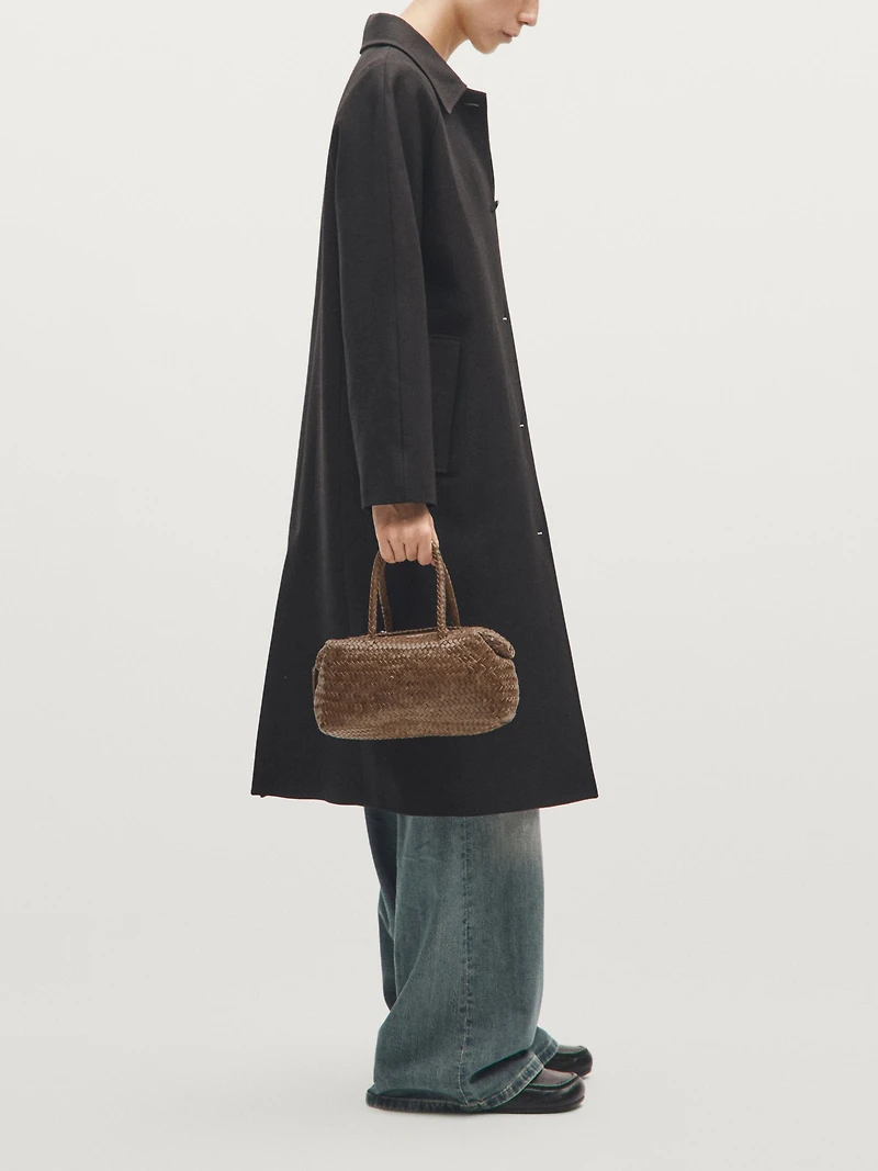 Small woven nappa leather satchel bag