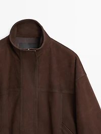 Suede leather bomber jacket