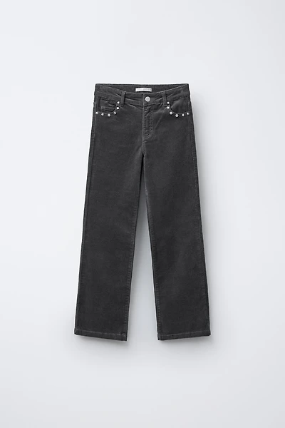 STRAIGHT CORDUROY PANTS WITH STUDS