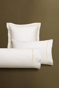 SATEEN PILLOWCASE WITH HEMSTITCHING EMBROIDERY