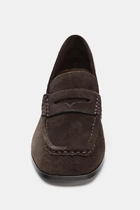 SPLIT SUEDE HEEL LOAFERS