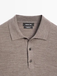 100% wool knit sweater with polo collar