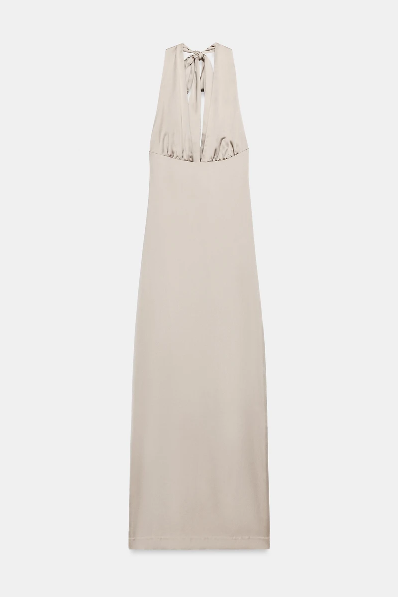 ROBE HALTER SATINÉE À IMPRIMÉ ANIMALIER