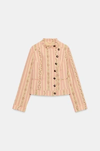 STRIPED FLORAL JACQUARD JACKET