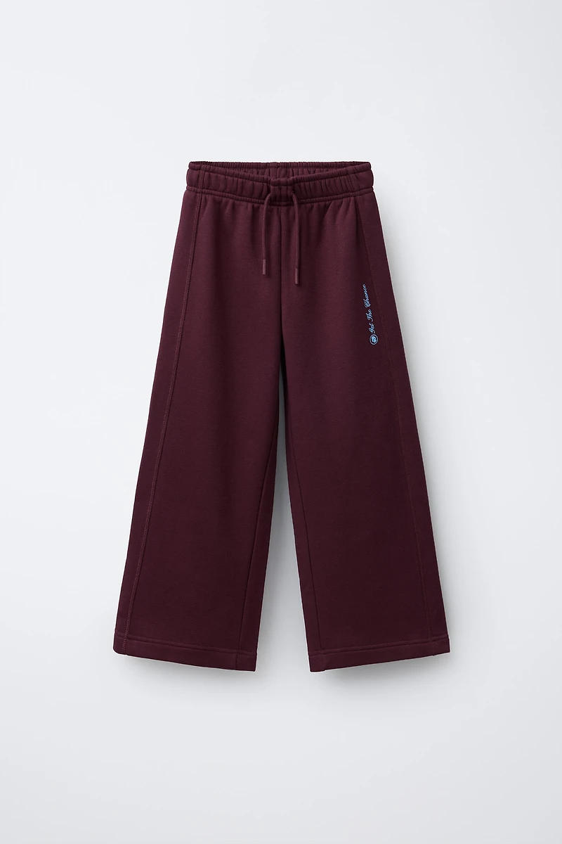 TEXT PRINT WIDE LEG PANTS