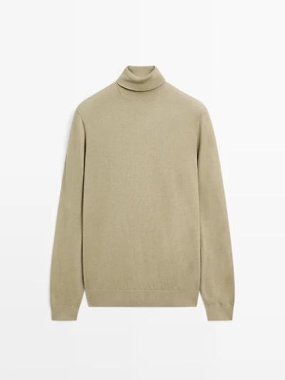 Wool blend high neck knit jumper