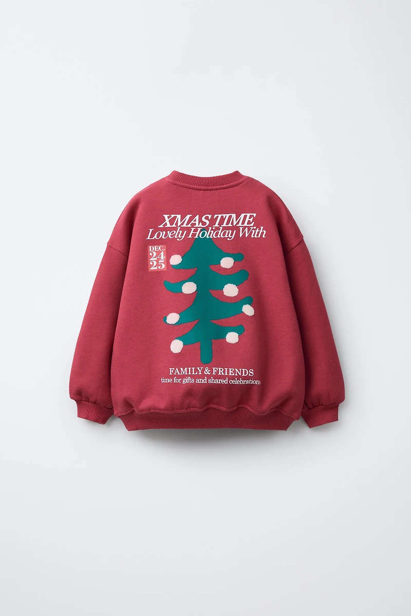 FLOCKED DECORATED TREE SWEATSHIRT