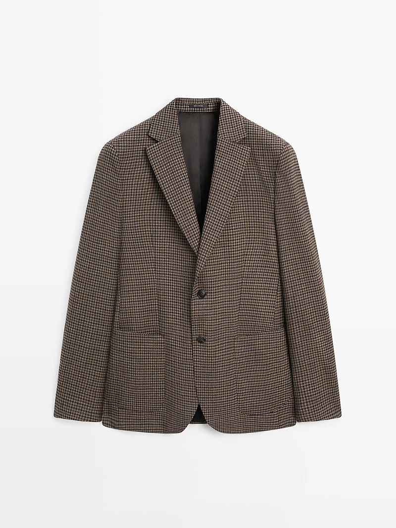 100% wool tailored check blazer