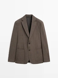 100% wool tailored check blazer