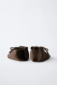 VELVET BOW BALLET FLATS