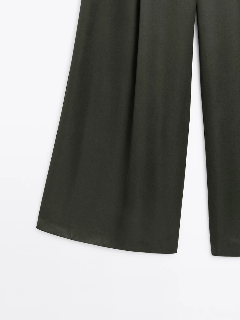 Satin wide-leg trousers