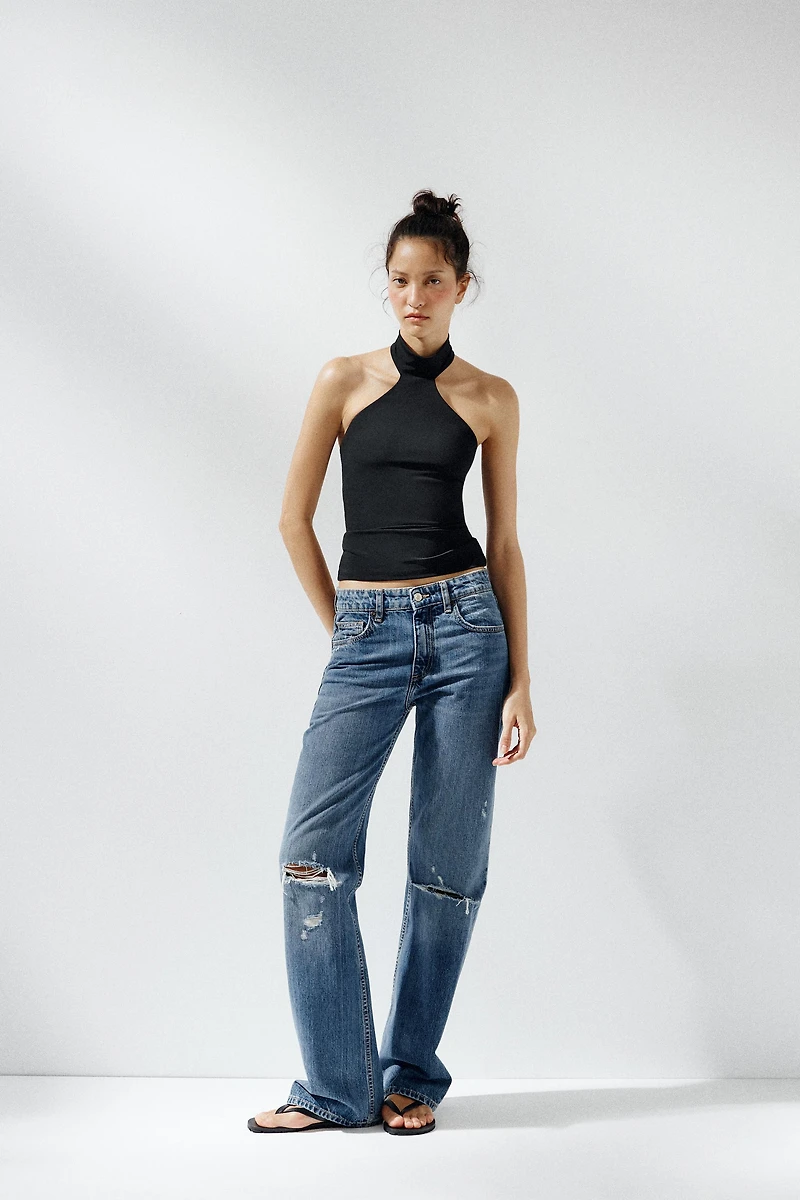 POLYAMIDE HALTER TOP