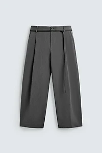 BALLOON PLEATED BELTED PANTS