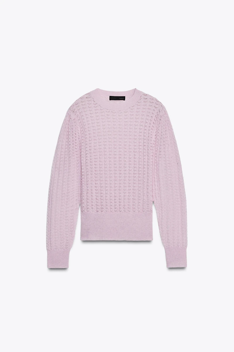 POINTELLE KNIT WOOL AND ALPACA SWEATER