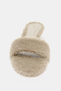 FAUX FUR HEELED SANDALS