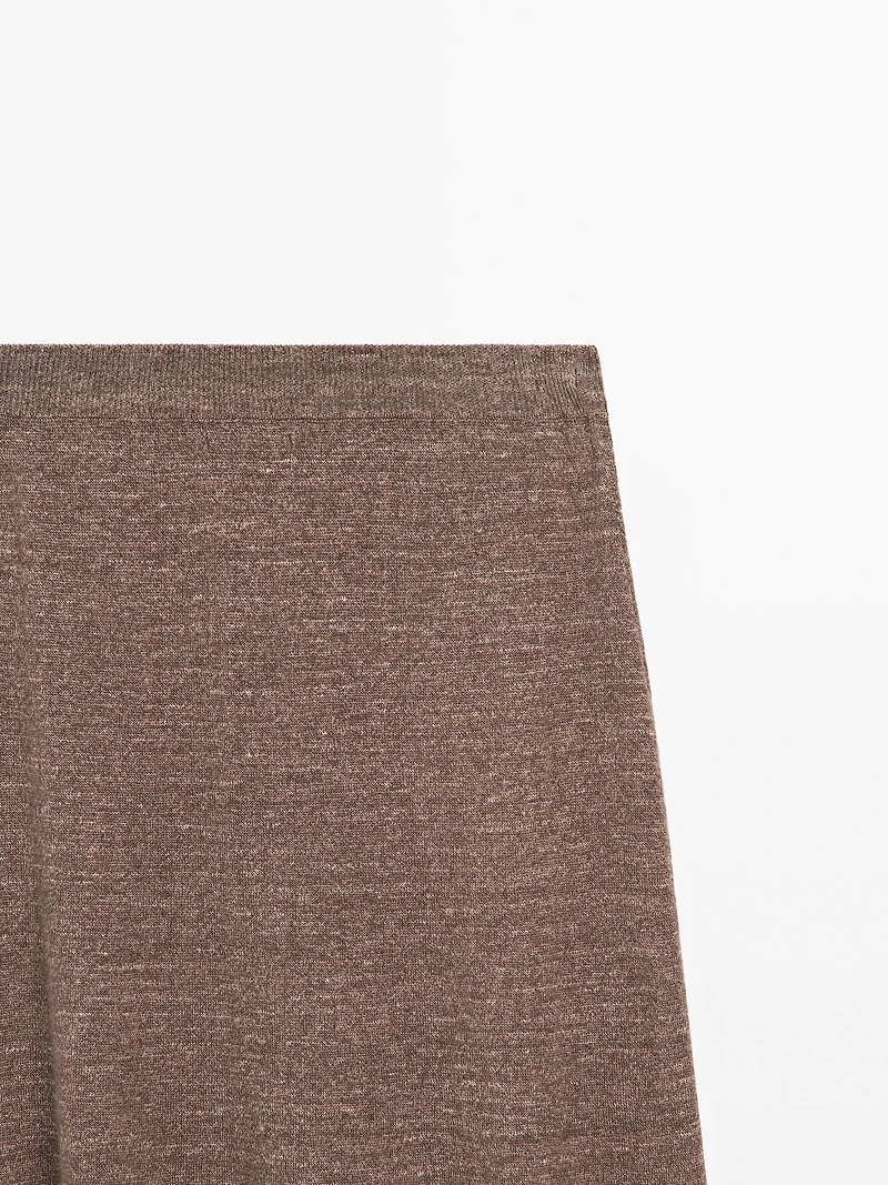 Long linen blend knit skirt