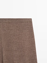 Long linen blend knit skirt