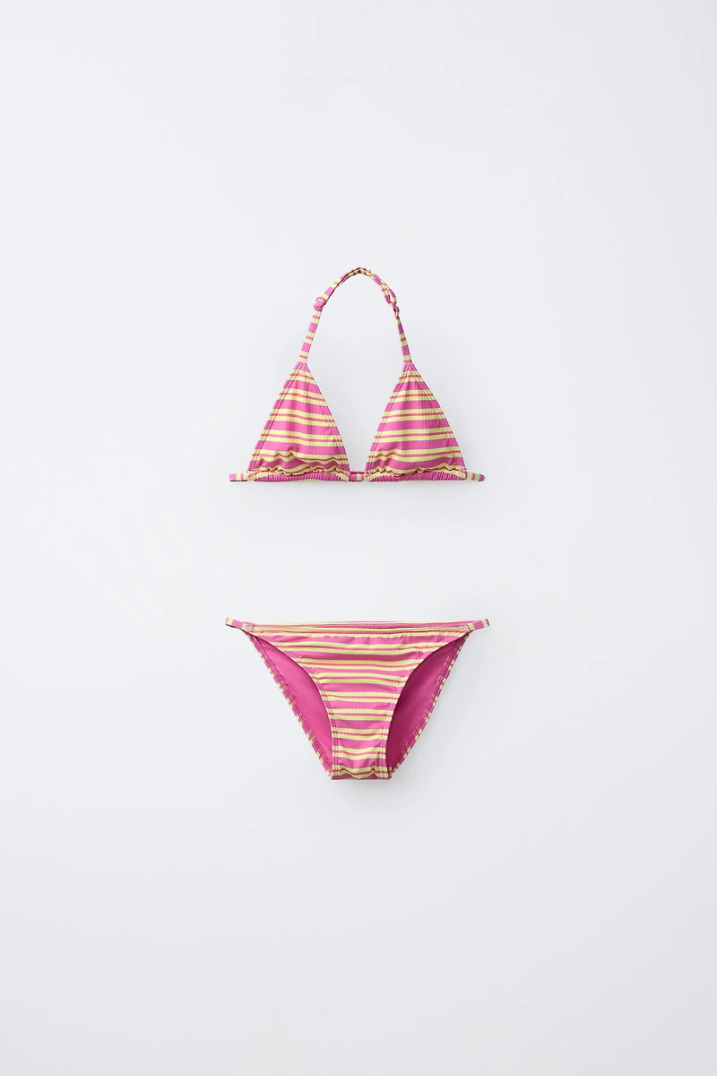 6–14 YRS HIBISCUS RIB STRIPED BIKINI