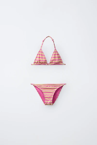 6–14 YRS HIBISCUS RIB STRIPED BIKINI