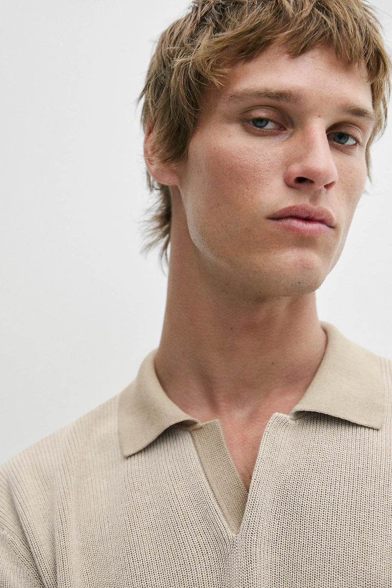 100% Cotton knit polo sweater