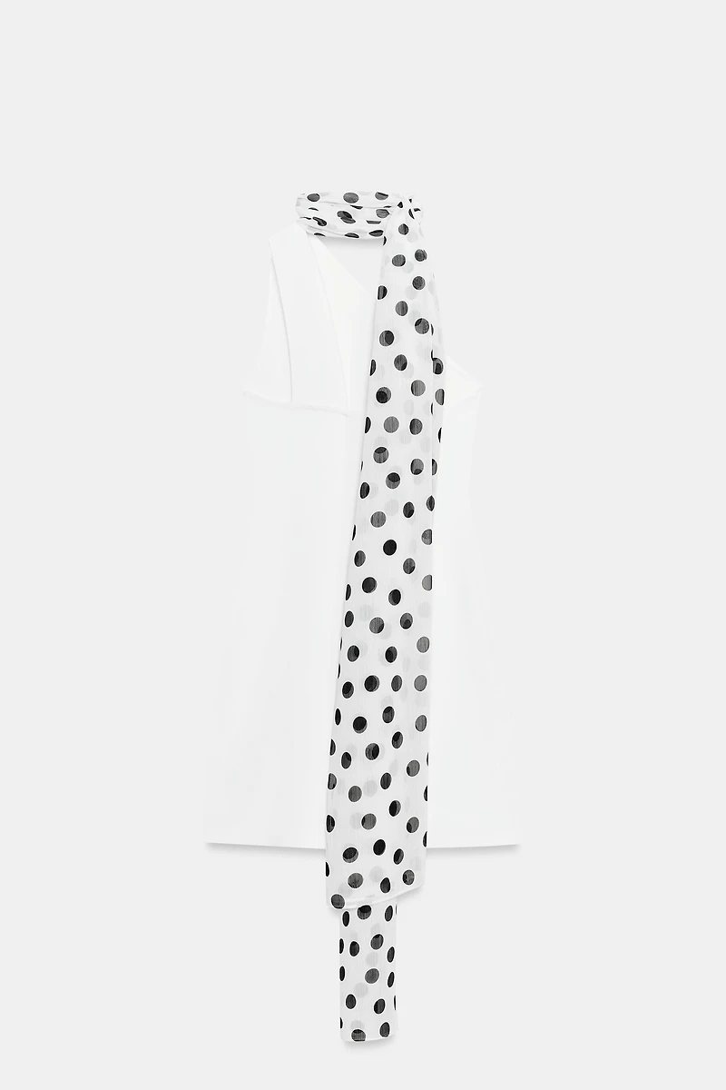 POLKA DOT HALTER SCARF DRESS