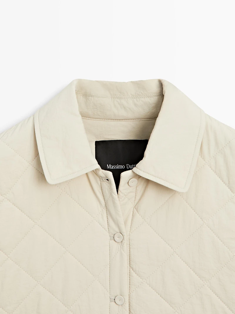 Short quilted jacket with shirt collar