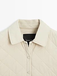 Short quilted jacket with shirt collar