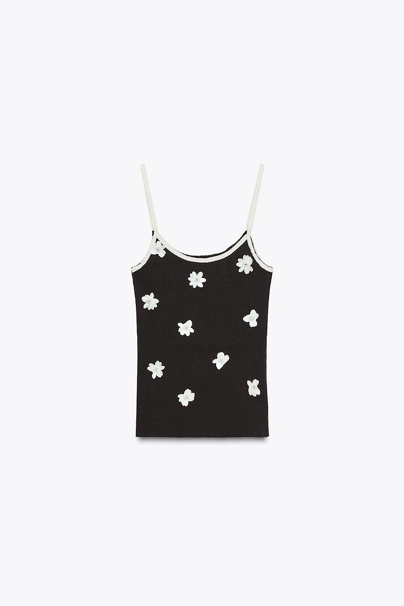 TOP CANNELÉ FLEURS