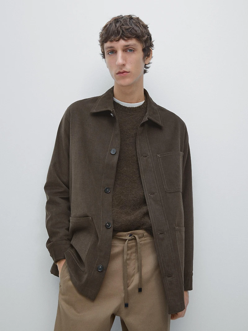 Twill overshirt with pockets