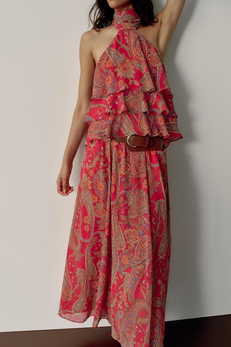 BELTED PRINTED SKIRT