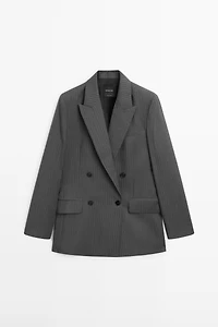 Pinstripe cool wool blend suit blazer