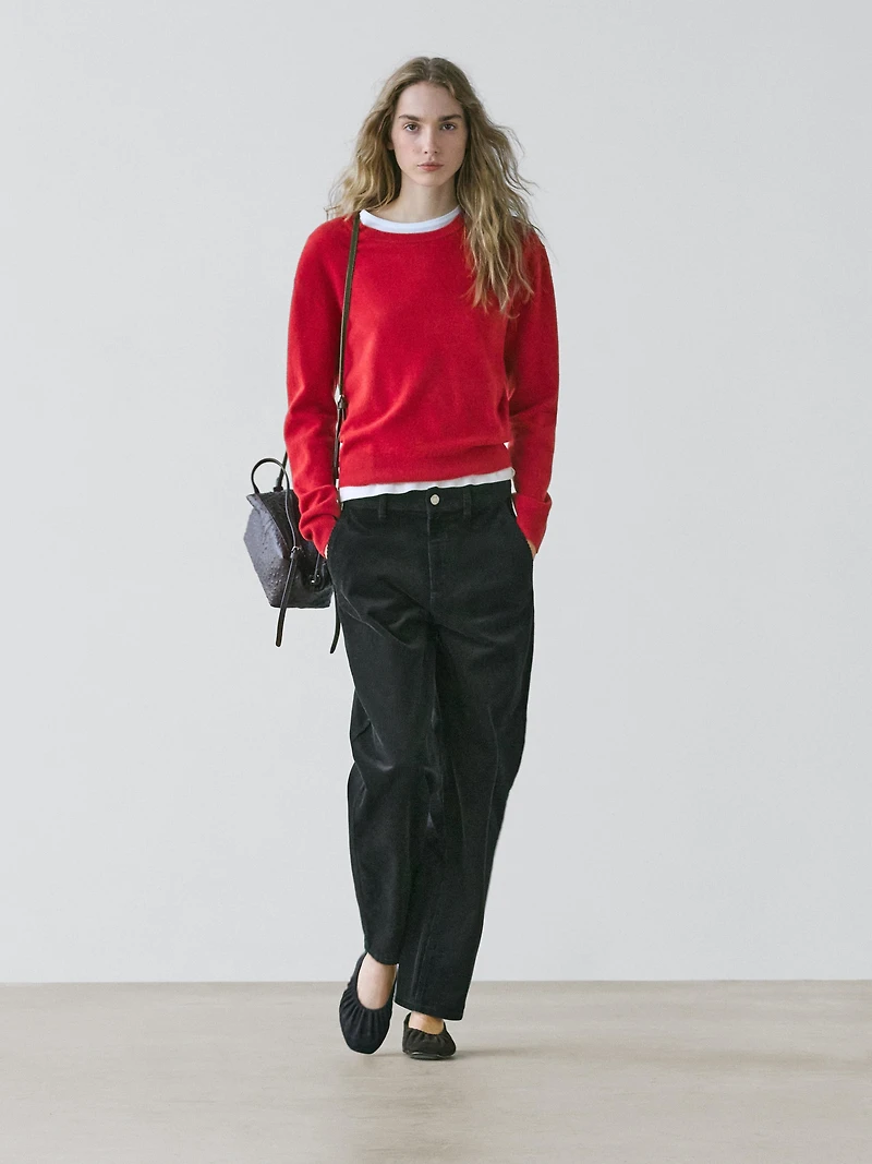 Pantalon barrel fit en velours côtelé