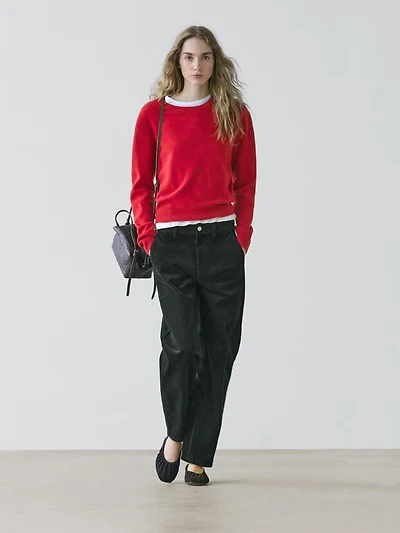 Pantalon barrel fit en velours côtelé