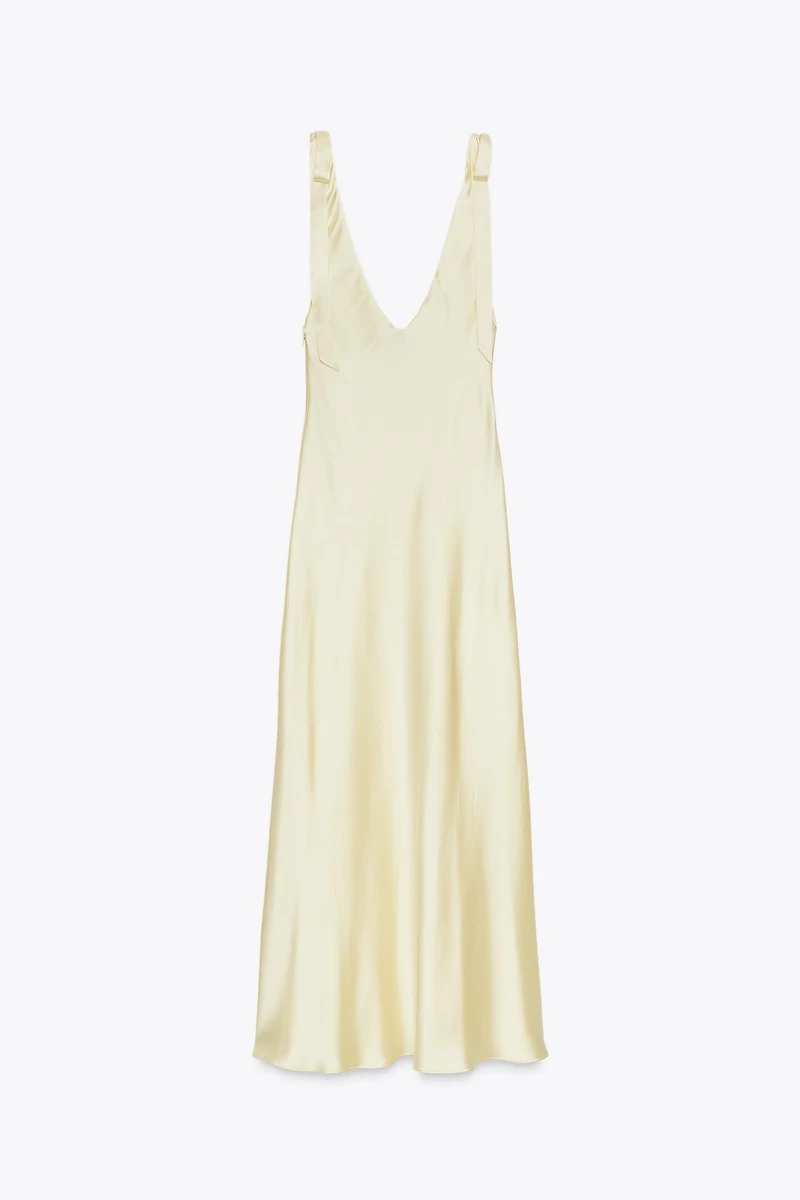 ROBE MIDI SATINÉE LACETS